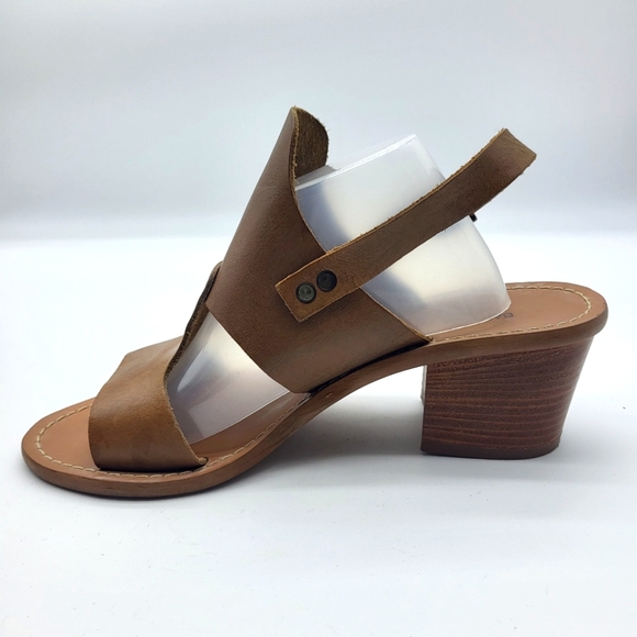 Barbara Barbieri tan leather block heel open toe sling back sandals Sz 37 - Picture 3 of 15